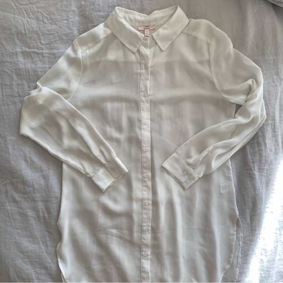 Como Vintage Sheer Long White Button Down Size Small - Picture 11 of 11